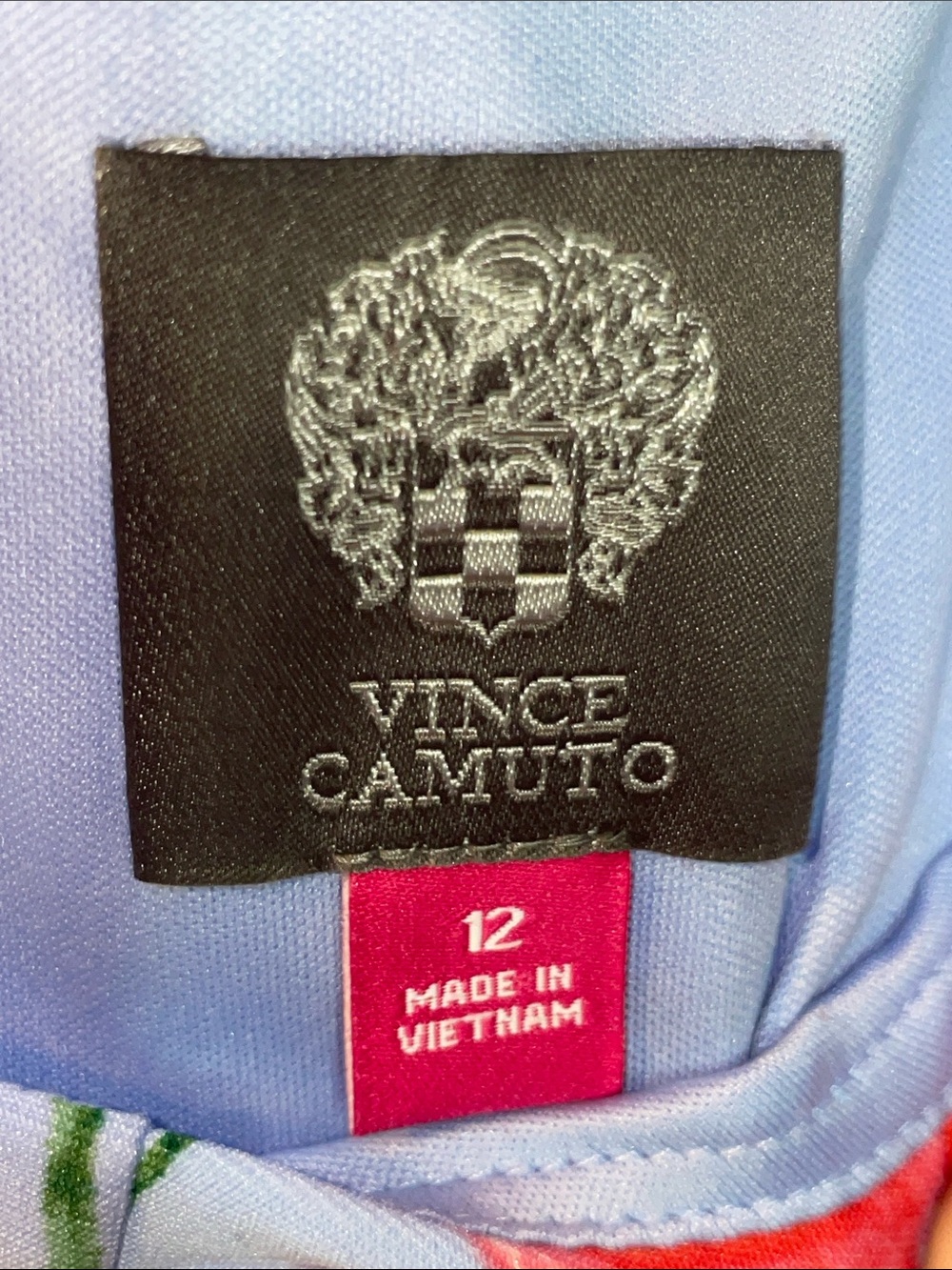 Vince Camuto Light Blue Floral Sleeveless Mini Dress with Navy Hem - Picture 5 of 5
